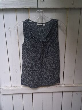 Halogen Gray/dark sage-Sage color? Floral Ruffle Front Sleeveless Camisole
